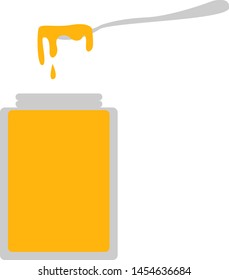 Spoon full of honey, illustration, vector on white background.