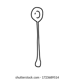 Cuchara en estilo doodle dibujado a mano. Colección de café sobre un fondo blanco aislado. Ilustración vectorial de material.