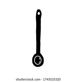 Cuchara en estilo doodle dibujado a mano. Recogida de panaderías en un entorno blanco aislado. Ilustración vectorial de material.