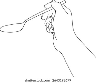 Colher na mão ilustração vetorial de arte de linha