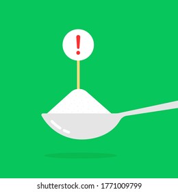spoon with with harmful sugar or salt. flat cartoon trend modern logotype graphic design isolated on green background. concept of not healthy product or dessert or meal and kitchen tableware item