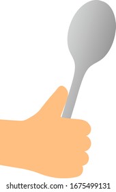 Spoon held in hand isolated vector illustration