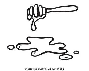 spoon with homemade honey. doodle style illustrations	