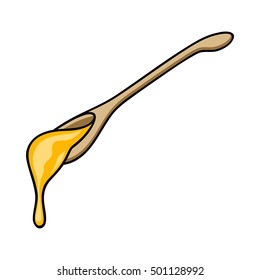 Spoon of honey icon in cartoon style isolated on white background. Apairy symbol stock vector illustration