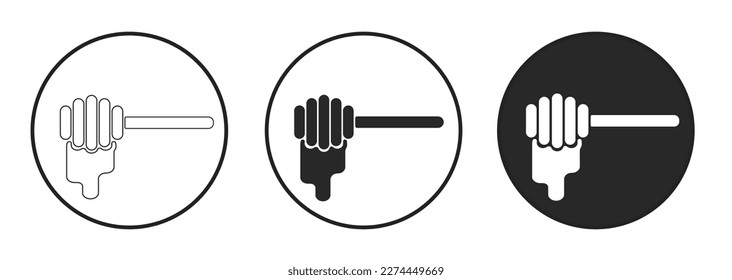 Spoon with for honey icon. Honey dripping from a spoon symbol. Thin lines. isolated on white. Illustrator vector EPS 10. Icon