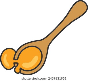 Spoon with honey icon in flat style