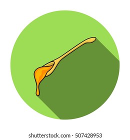 Spoon of honey icon in flat style isolated on white background. Apairy symbol stock vector illustration
