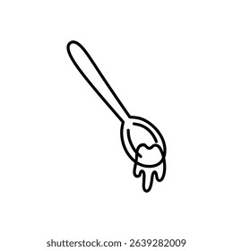 A spoon of honey or jam isolated on a white background. Vector hand-drawn illustration in doodle style. Perfect for decorations, logo, various designs.