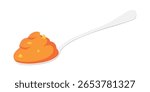 Spoon with honey or jam, ketchup tomato paste or chili sauce isolated on white background. Vector illustration