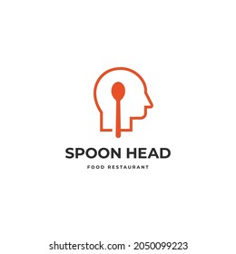 Cuchara con el concepto de diseño de iconos de la combinación de símbolos de la cabeza humana. Ilustración del vector objeto aislado en fondo blanco
