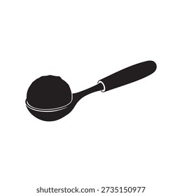 Spoon ice cream silhouette vector flat illustration