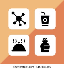 spoon icon. 4 spoon set with eat, syrup, sugar and molecular vector icons for web and mobile app