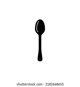  icono de cuchara en glifo plano negro, estilo relleno aislado en fondo blanco