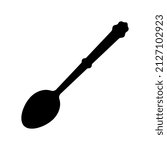 Spoon icon. Black silhouette. Top side view. Vector simple flat graphic illustration. Isolated object on a white background. Isolate.