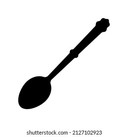 Spoon icon. Black silhouette. Top side view. Vector simple flat graphic illustration. Isolated object on a white background. Isolate.