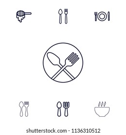 Spoon icon. collection of 7 spoon outline icons such as honey. editable spoon icons for web and mobile.