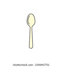  icono de cuchara en color, aislado en fondo blanco 
