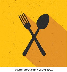 Spoon icon design on yellow background,flat design,clean vector