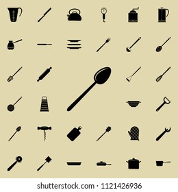 a spoon icon. Detailed set of kitchen tools icons. Premium quality graphic design sign. One of the collection icons for websites, web design, mobile app on colored background