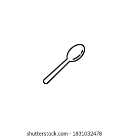 Spoon icon. Kitchen and utensil icon. Simple, flat, black, outline.