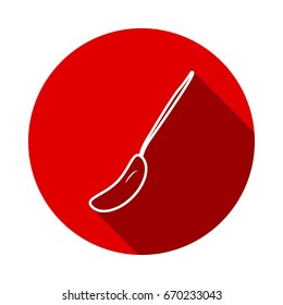 spoon icon, line vector illustration. isolated on red background with long shadow. flat icon