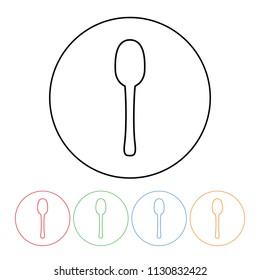 Spoon icon in a modern thin line style vector spoon symbol outline with four color variations