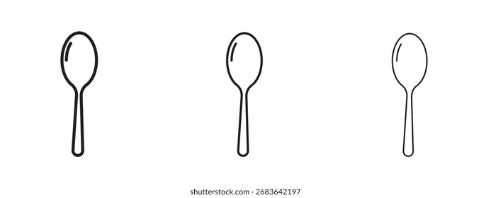 Icono de cuchara, signo de contorno, símbolos lineales