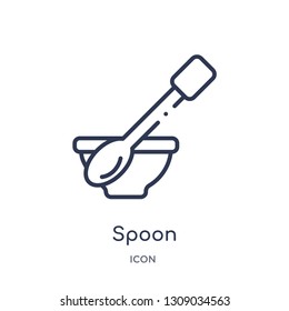 spoon icon from science outline collection. Thin line spoon icon isolated on white background.