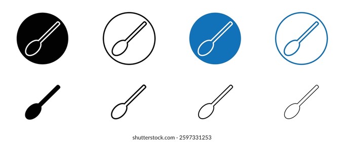 Spoon icon set in black and blue colors on white background