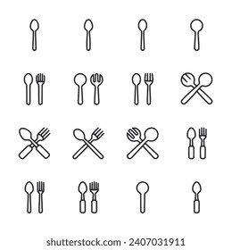 Spoon icon set isolated on white
