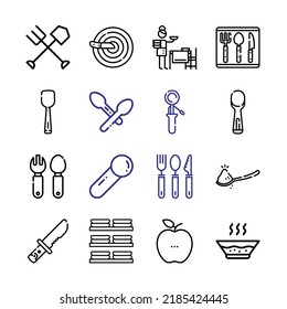 spoon Icon Set with line icons. Modern Thin Line Style. Suitable for Web and Mobile Icon. Vector illustration EPS 10.