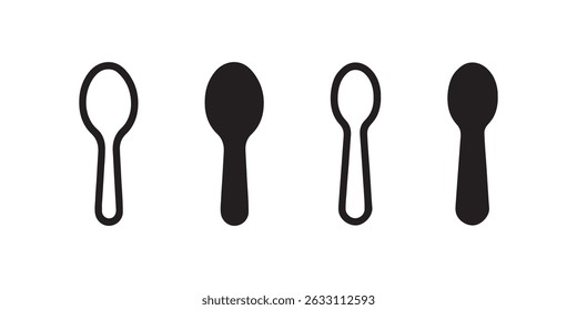 Spoon icon set with solid and outline styles Vector