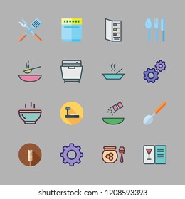 spoon icon set. vector set about honey, settings, soup and dishwasher icons set.