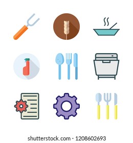 spoon icon set. vector set about fork, soup, cereal and dishwasher icons set.