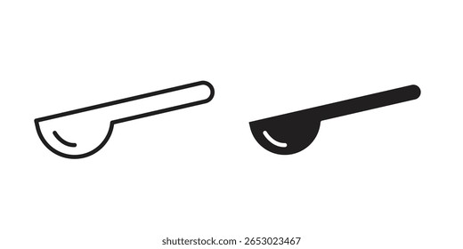 Conjunto de símbolos de icono de cuchara en negro. línea e iconos planos