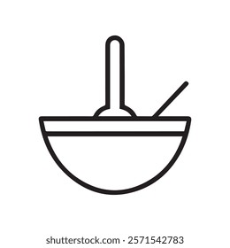 A spoon icon vector black and white bowl with