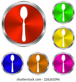 spoon icon - vector glossy colourful buttons
