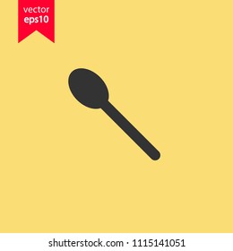 Spoon icon. Yellow background. EPS 10 vector flat sign.