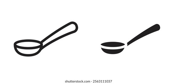 Spoon icons in black line and filled versions