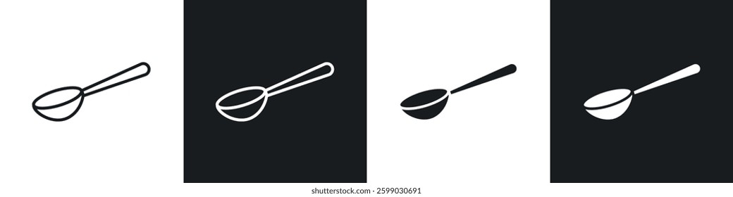 Spoon icons in flat and linear vector illustration on white background.