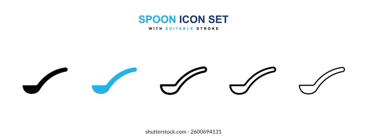 Spoon icons graphics set in black and blue colors