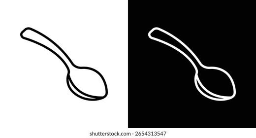 Iconos de cuchara en estilo de línea. Trazos editables en blanco y negro