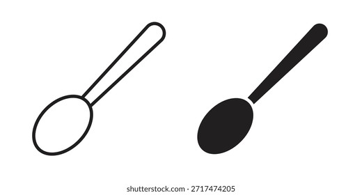 Iconos de cuchara. Píxel perfecto. Icono de contorno de Vector. Concepto de logotipo plano.
