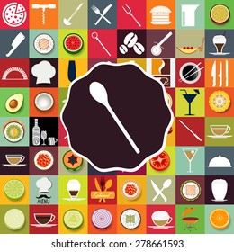 Spoon with icons of restaurants