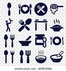 Spoon icons set. set of 16 spoon filled icons such as bowl, honey, baby food, porridge, soup