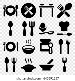 Spoon icons set. set of 16 spoon filled icons such as bowl, baby food, boiled egg