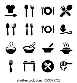 Spoon icons set. set of 16 spoon filled icons such as bowl, honey, porridge, boiled egg