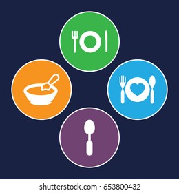 Spoon icons set. set of 4 spoon filled icons such as