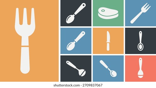 Iconos de cuchara con variantes de color que proporcionan imágenes de utensilios flexibles ideales para la marca culinaria Diseño creativo Presentaciones y gráficos relacionados con la comida