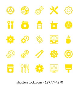 spoon icons set with high chair, settings symbol of a cross of tools and yogurt vector set